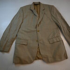 Baroni 42R Beige Windowpane Wool Mens Blazer Suit Jacket Sport Coat